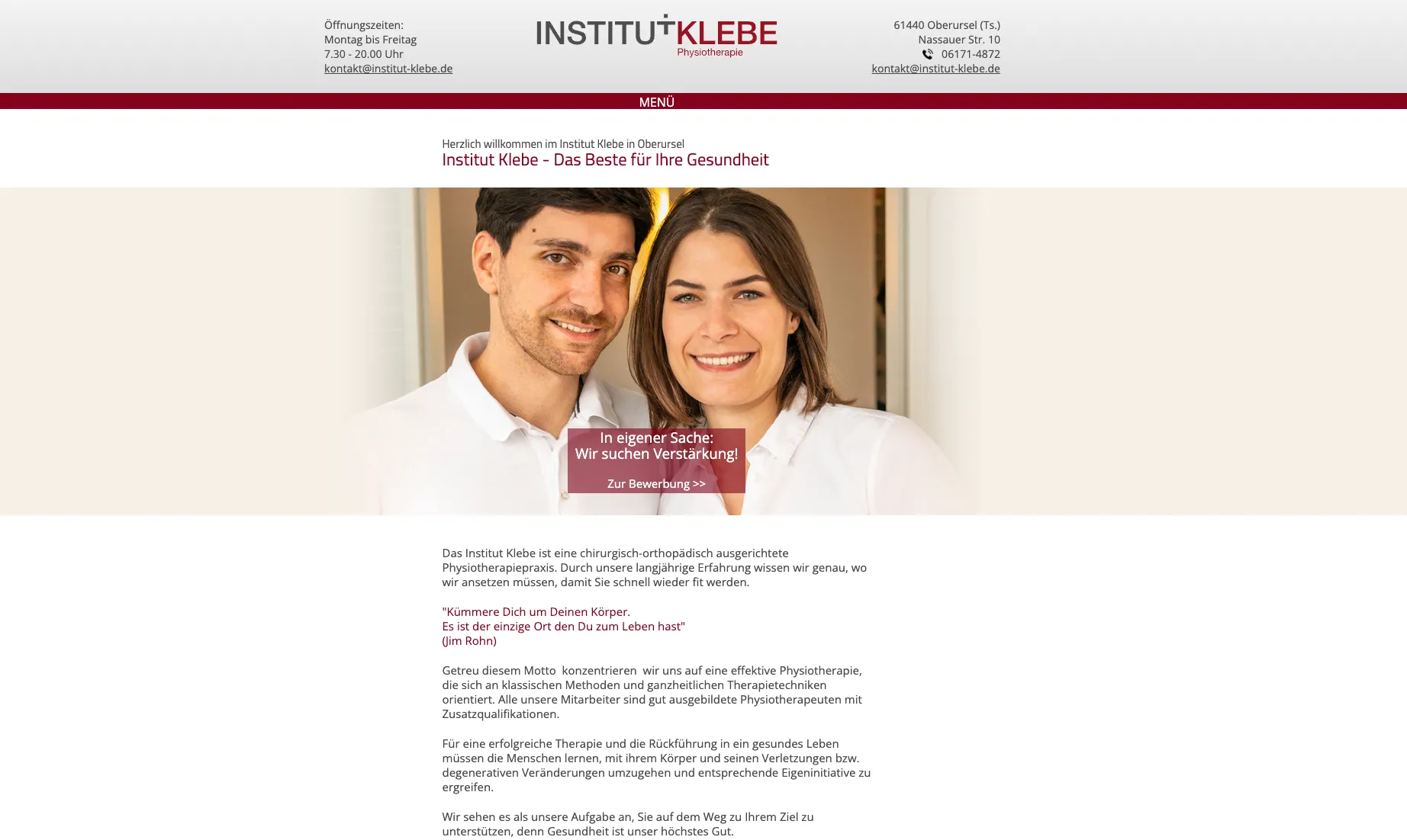 Institut Klebe Oberursel: physiotherapeutische Praxis am Standort.